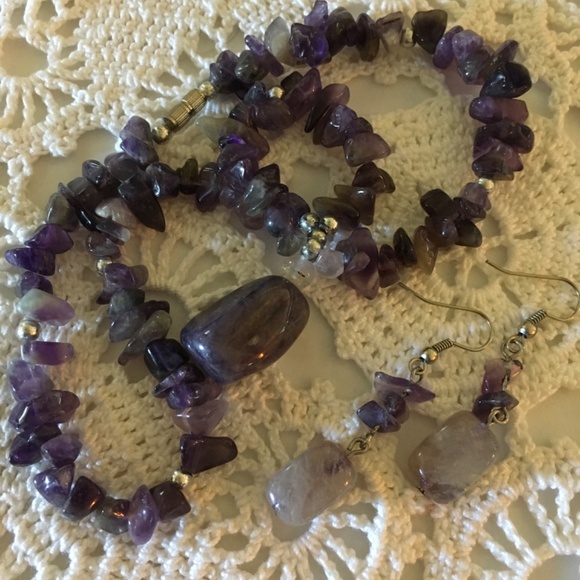 Amethyst February Birthstone Necklace & Earrings - Picture 2 of 6